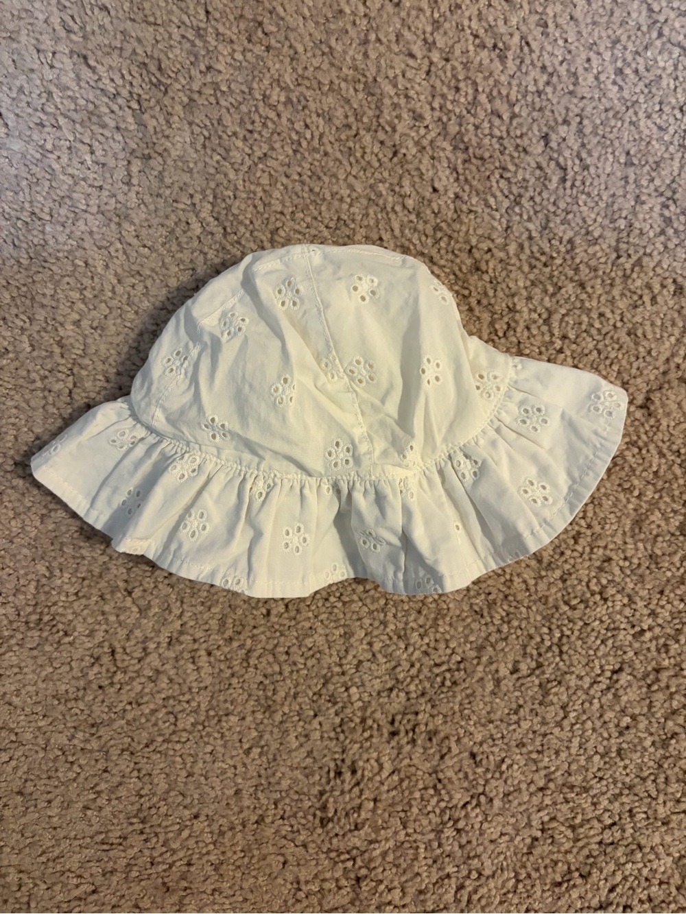 Girls' White Eyelet Ruffle Sun Hat - Lightweight Cotton